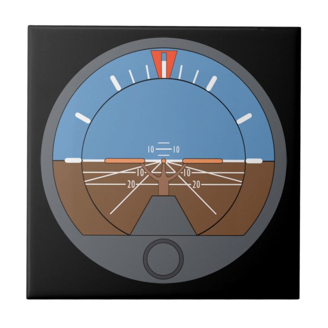 Attitude Indicator Aircraft Flight Instrument Ceramic Tile (Front)