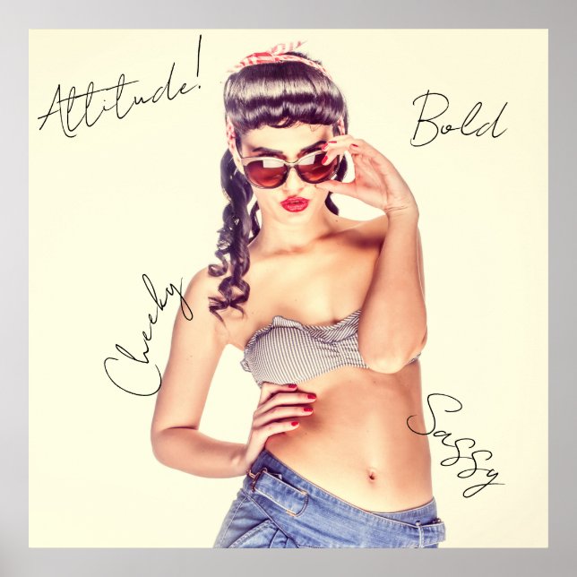 Attitude! Retro model in shorts and bikini top.  Poster (Front)