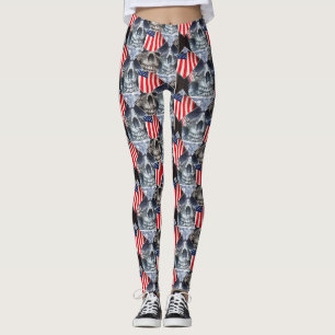 Attitude Rocks Unisex Leggings "Patriot Skulls"