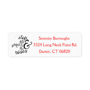 Attitude Smell The Roses Motivational Life Quote Return Address Label