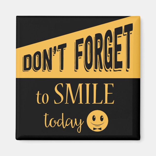 Attitude Smile Face Motivational Black And Gold Magnet (Front)