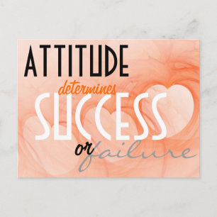 Attitude...Success Orange Heart Background Postcard