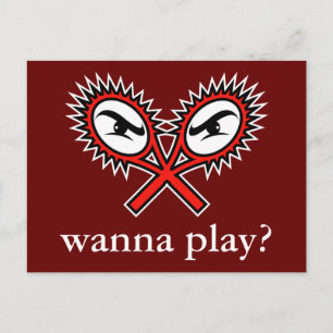 Attitude tennis postcard -  Wanna play?