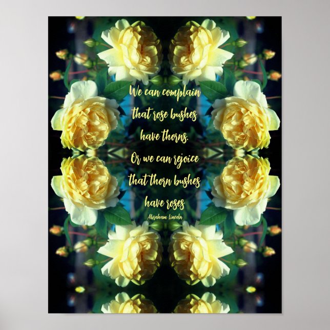 Attitude Yellow Roses Abstract Inspirational Poster (Front)