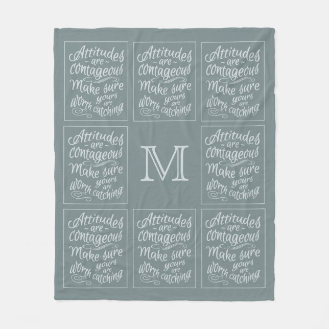 ATTITUDES custom monogram fleece blanket (Front)