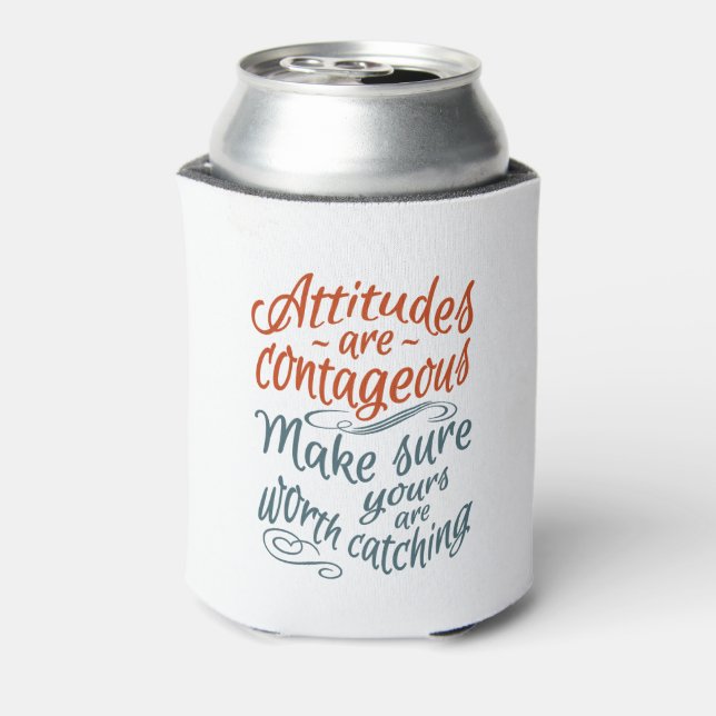 ATTITUDES custom monogram motivational can cooler (Can Back)