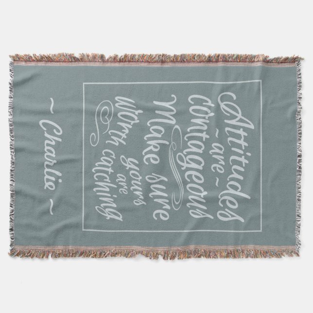 ATTITUDES custom monogram throw blanket (Front)