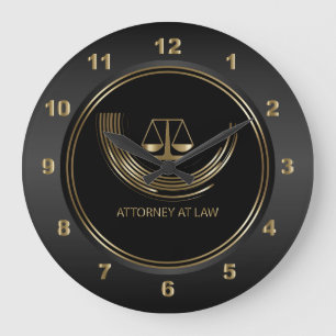 Attorney at Law - Black and Gold Large Clock