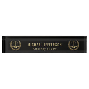 Attorney at Law  - Black and Gold Nameplate