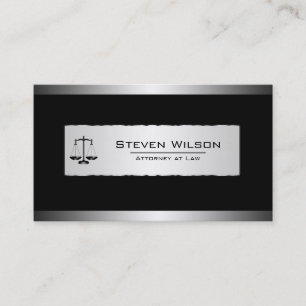 Attorney At Law Black and Silver Steel Legal Scale Business Card