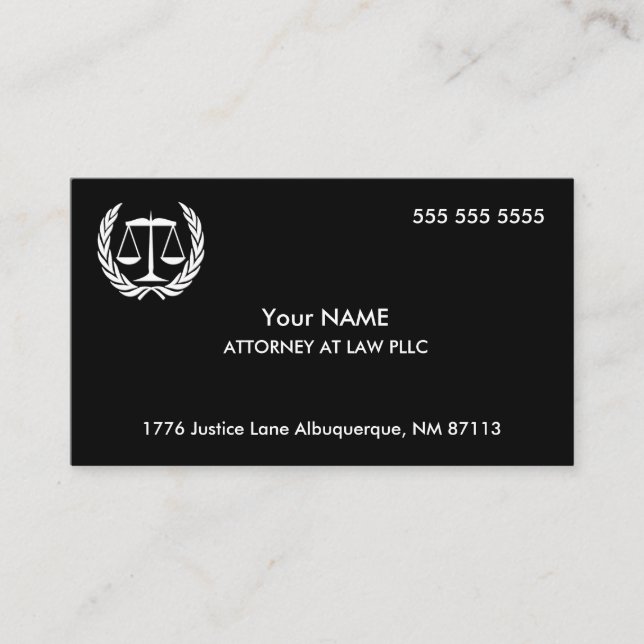 Attorney at Law Black and White Business Card (Front)