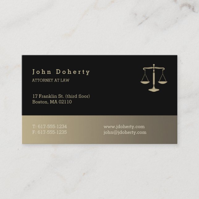 Attorney at Law | Black Gold Business Card (Front)