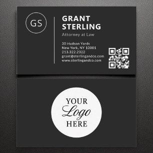 Attorney at Law Black White Logo QR Code  Business Card