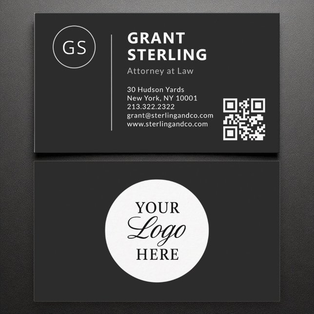 Attorney at Law Black White Logo QR Code  Business Card (Creator Uploaded)