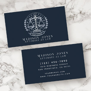 Attorney at Law Blue and Silver Lawyer Business Business Card