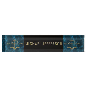 Attorney at Law  - Blue Marble, Black & Gold Nameplate