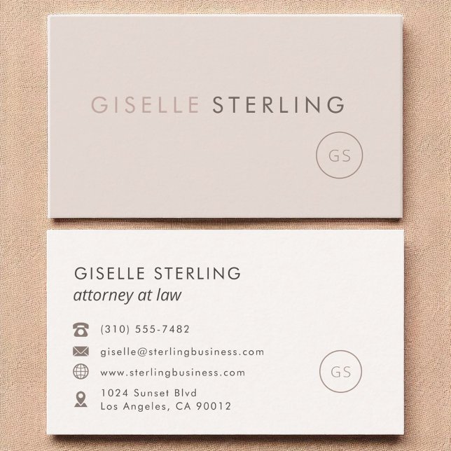 Attorney at Law Blush Pink Minimalist Luxury  Business Card (Creator Uploaded)