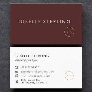 Attorney at Law Burgundy & Gold Business Card