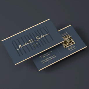 Attorney at Law Charcoal Blue Faux Gold Elegant Business Card