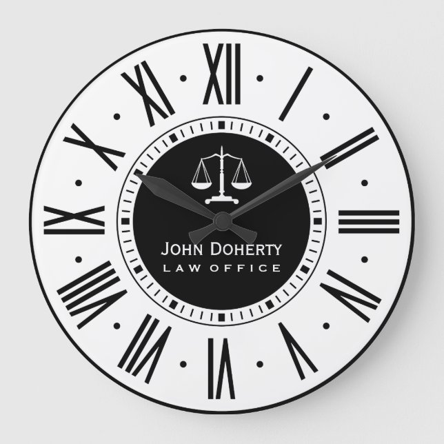 Attorney At Law | Classic Black & White Large Clock (Front)