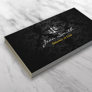 Attorney at Law Classy Dark Damask Lawyer Business Card