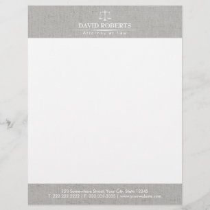Attorney at Law Classy Linen Law Scales Lawyer Customised Letterhead