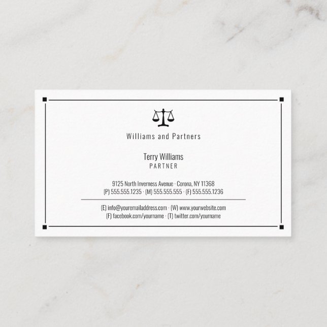 ATTORNEY AT LAW | Elegant Classy Business Card (Back)