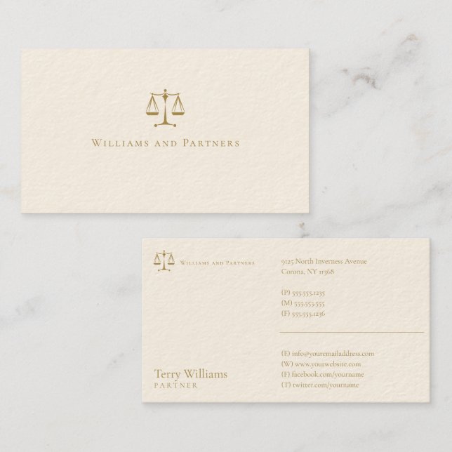 ATTORNEY AT LAW | Elegant Classy Golden Business Card (Front/Back)