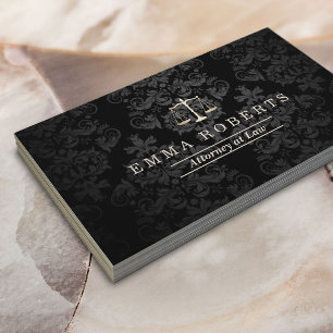 Attorney at Law Elegant Dark Damask Lawyer Business Card