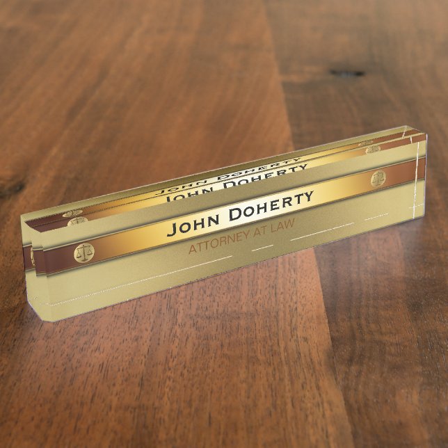 ATTORNEY AT LAW | elegant gold Nameplate (Side)