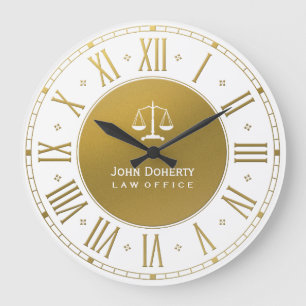 Attorney At Law   Elegant Gold & White Large Clock