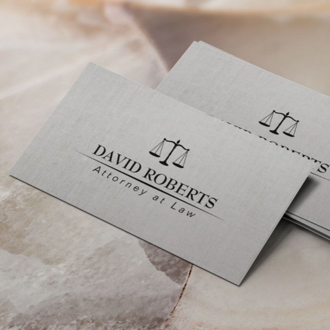 Attorney at Law Elegant Linen Lawyer Business Card (Creator Uploaded)