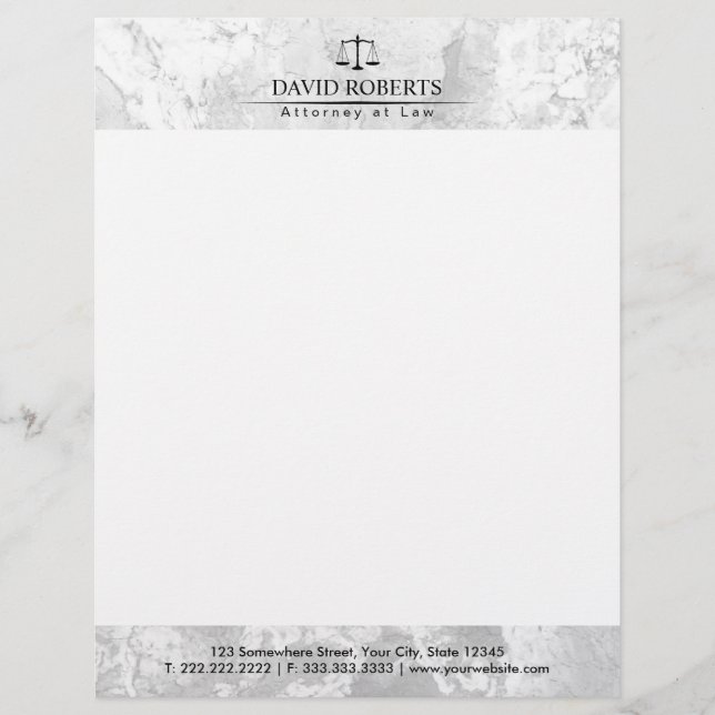 Attorney at Law Elegant Marble Texture Lawyer Letterhead Design (Front)