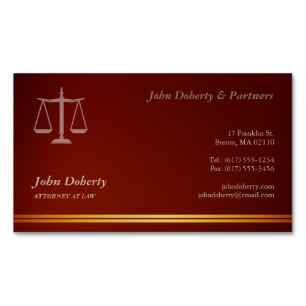ATTORNEY AT LAW Elegant Red Magnetic Business Card