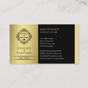 Attorney at Law   Elegant Scales Black Gold Business Card