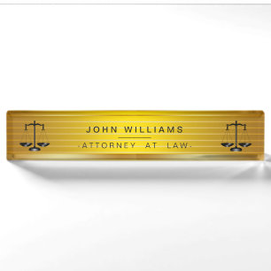 Attorney At Law Gold Black Legal Scale Classic Nameplate