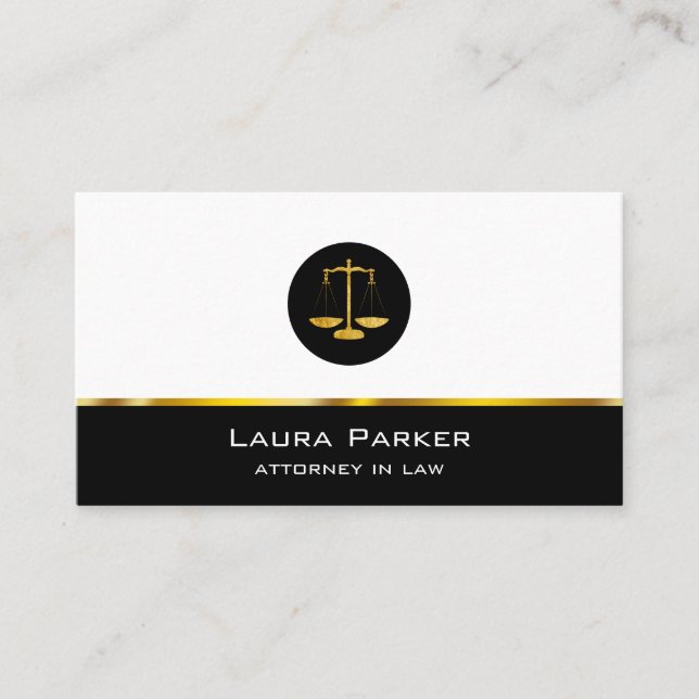 Attorney At Law Gold Black  Legal Scale Profession Business Card (Front)