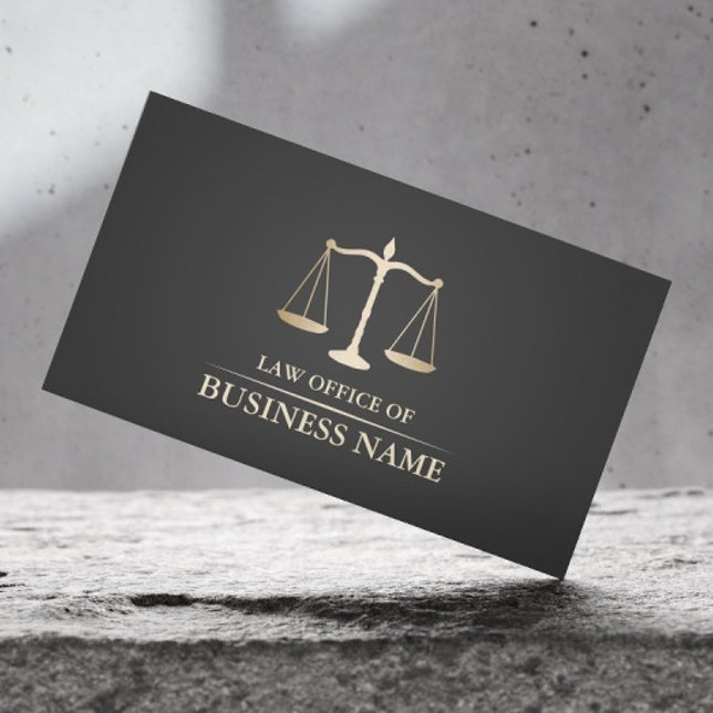 Attorney at Law Gold Scale Dark Grey Lawyer Business Card (Creator Uploaded)