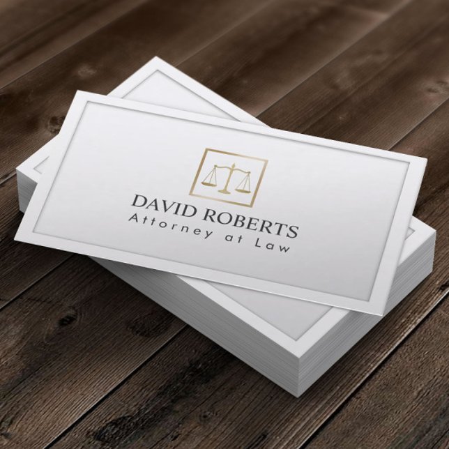 Attorney at Law Gold Scale Lawyer Classic White Business Card (Creator Uploaded)