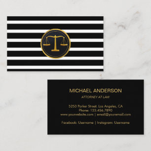 Attorney at Law Gold Scale Modern Stripes Lawyer  Business Card