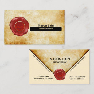 Attorney at Law Gold with Red Seal Business Cards