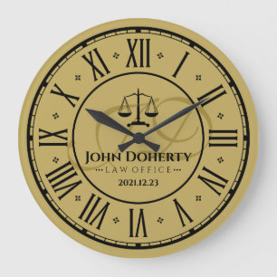 ATTORNEY AT LAW   Golden Personalizable Square Wal Large Clock