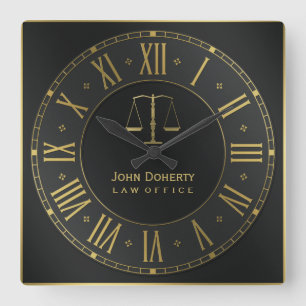 ATTORNEY AT LAW   Golden Personalizable Square Wall Clock