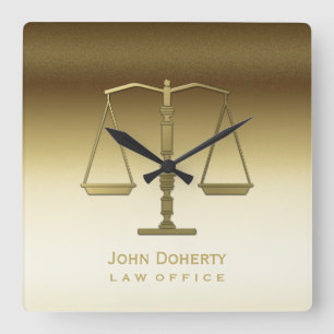 ATTORNEY AT LAW   Golden Personalizable Square Wall Clock