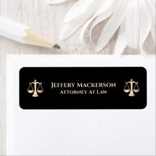 Attorney At Law Lawyer Black Gold Personalise Return Address Label