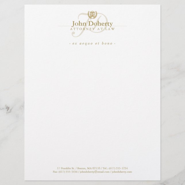Attorney at Law | Lawyer Custom Letterhead (Front)