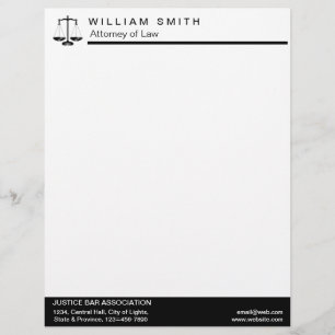 Attorney At Law Lawyer Justice Professional Custom Letterhead