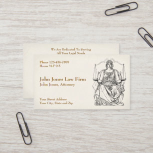 Attorney At Law Lawyer Lady Justice Business Card