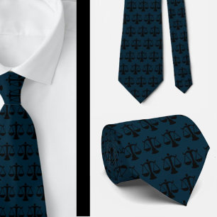 Attorney at Law Lawyer Navy Blue Scales of Justice Tie
