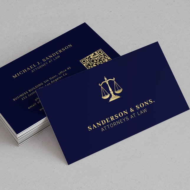 Attorney at law lawyer professional gold navy business card (Creator Uploaded)